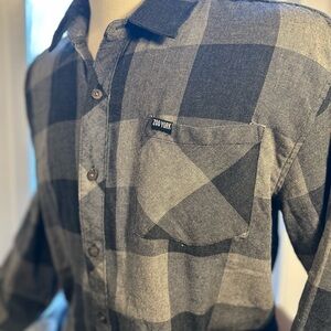 Zoo York Men's Black and Gray Checkered Shirt